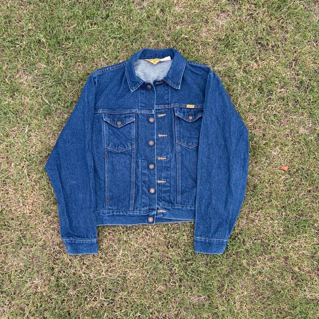 Vintage 80s Rustler Cropped Jean Jacket, Made in USA, Size M