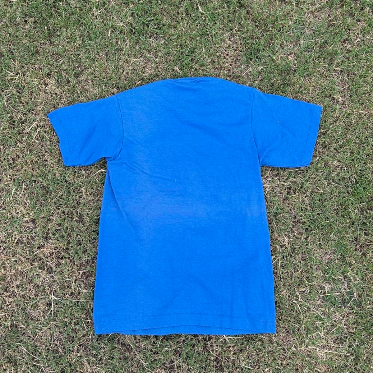 Vintage 90s Fruit of the Loom Blank Single Stitch Tee, Blue, Size M, view 3