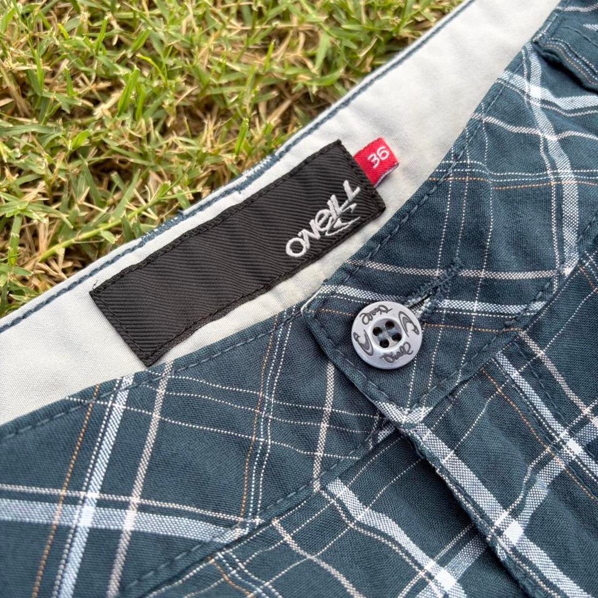 Vintage Y2K O'Neill Plaid Shorts, 34 Waist, view 3