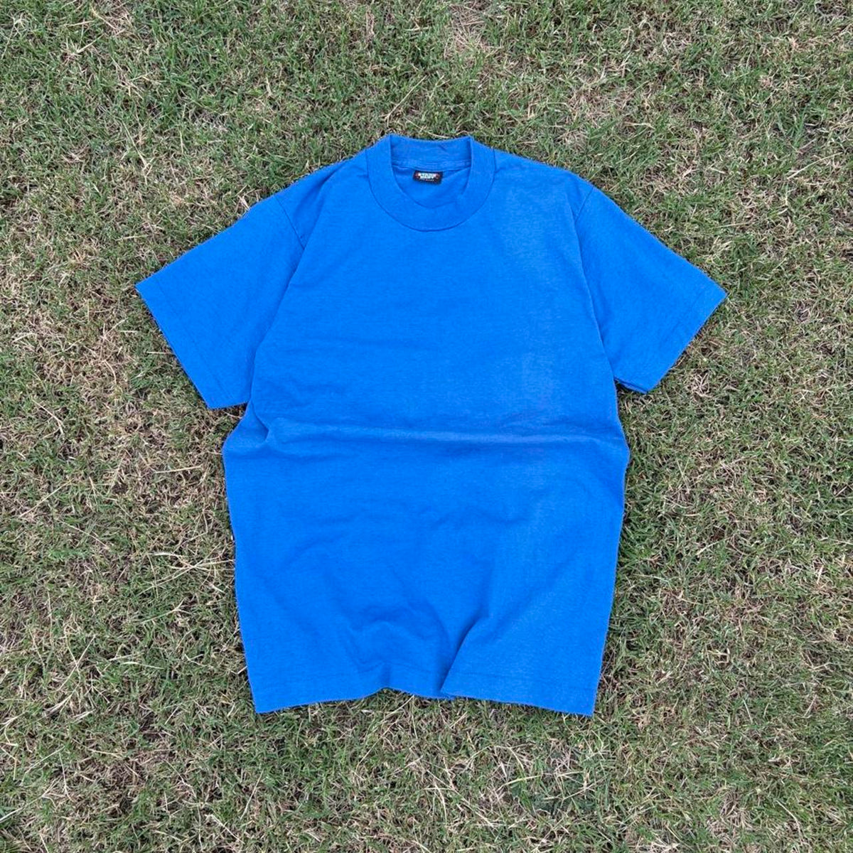 Vintage 90s Fruit of the Loom Blank Single Stitch Tee, Blue, Size M