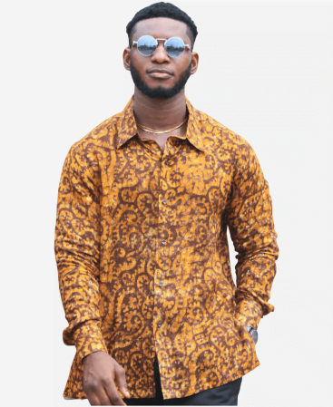 Authentic African Style Men's Long Sleeve Linen Shirt