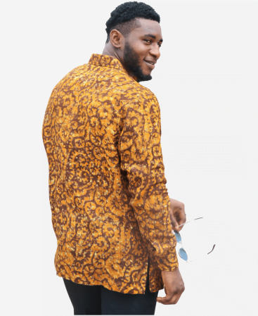 Authentic African Style Men's Long Sleeve Linen Shirt