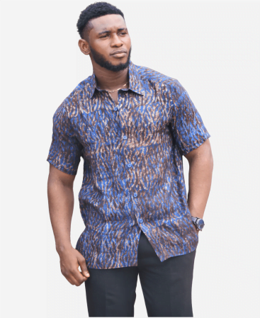 Effortless African Men's Short Sleeve Linen Shirt