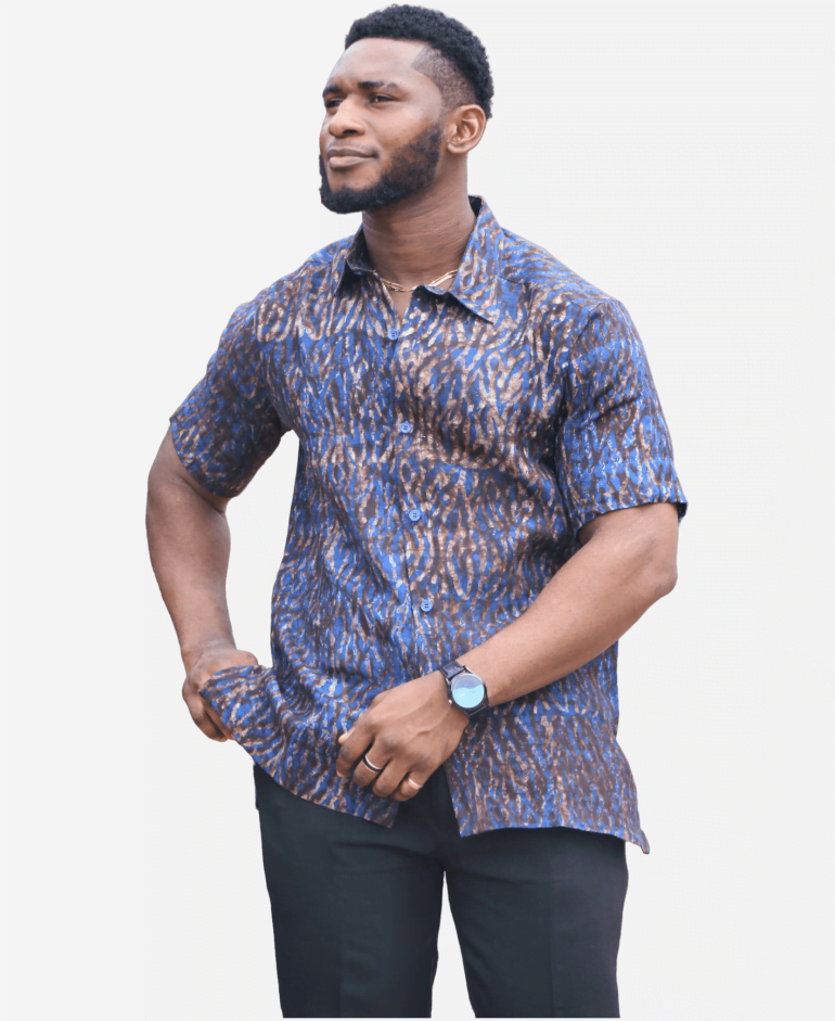 Effortless African Men's Short Sleeve Linen Shirt