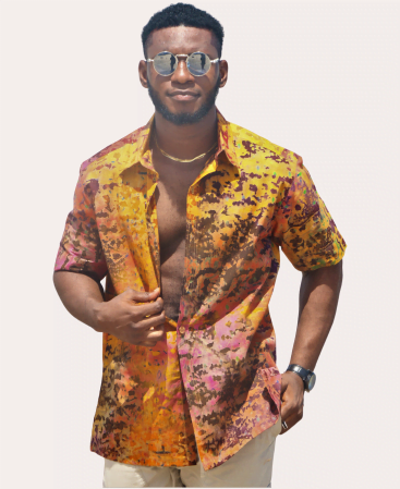 African Style Men's Short Sleeve Cotton Shirt
