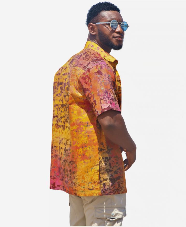 African Style Men's Short Sleeve Cotton Shirt