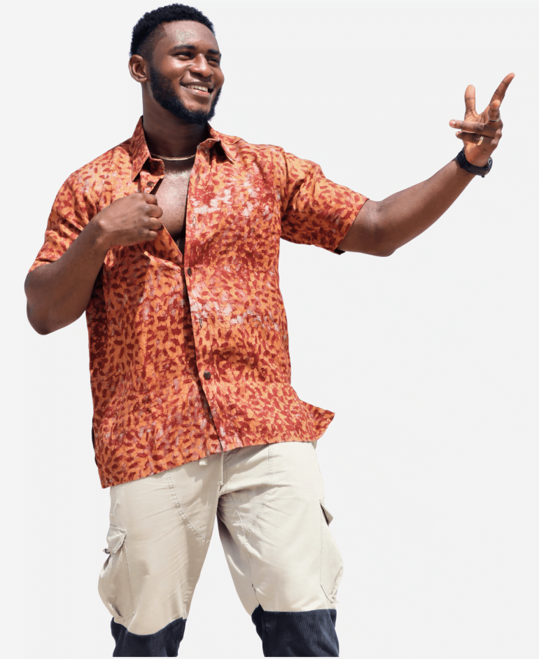 Unique African Design Men's Short Sleeve Linen Shirt