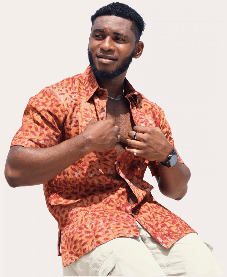 Unique African Design Men's Short Sleeve Linen Shirt