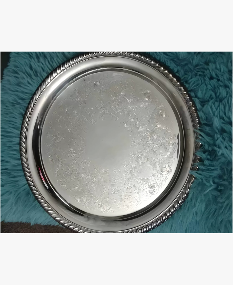 Vintage 870 WM Rogers Sterling Silver Plate Serving Tray Round 10”